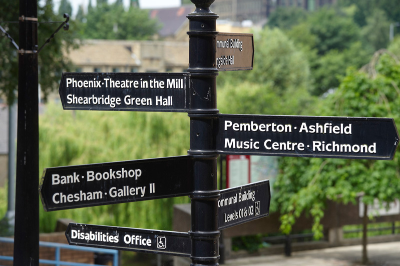 A directional signpost on our campus