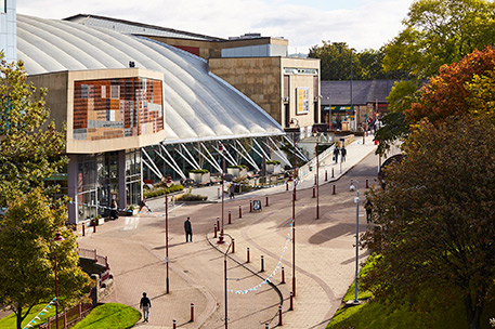 An aerial view of the Richmond Building, University of Bradford.