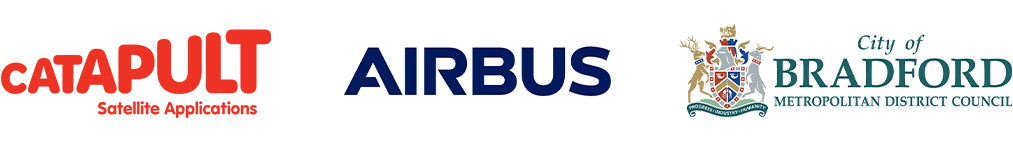 Logos for Catapult Satellite Applications, and the City of Bradford Council.