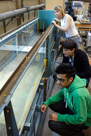 Students in the hydraulics lab.