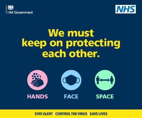 'We must keep on protecting each other. Wash your hands, wear a face mask, and keep your space' NHS poster.