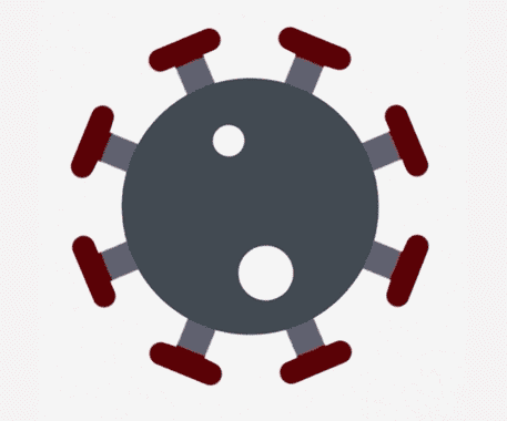 An illustration of a microscopic virus cell, which shows a circle with spiikes.