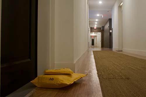 Parcels outside a door for home delivery 