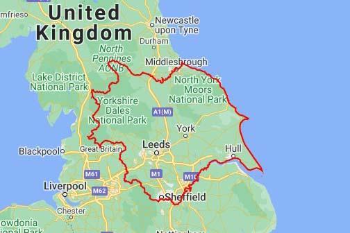 Map of Yorkshire area 