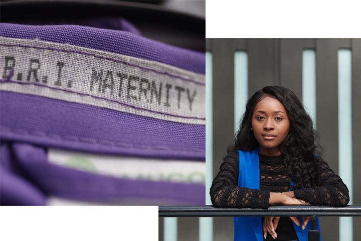 A double-image of student Poshia Boateng