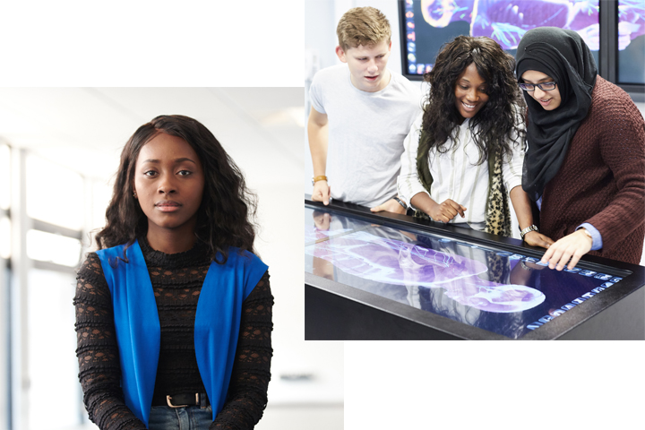 A double-image of student Poshia Boateng