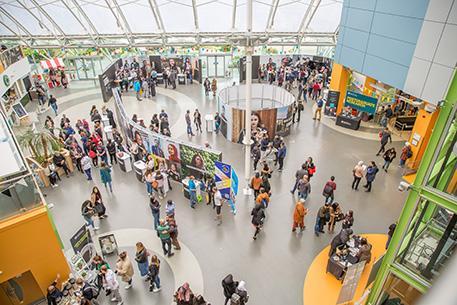 A landscape shot looking at the Open Day from above